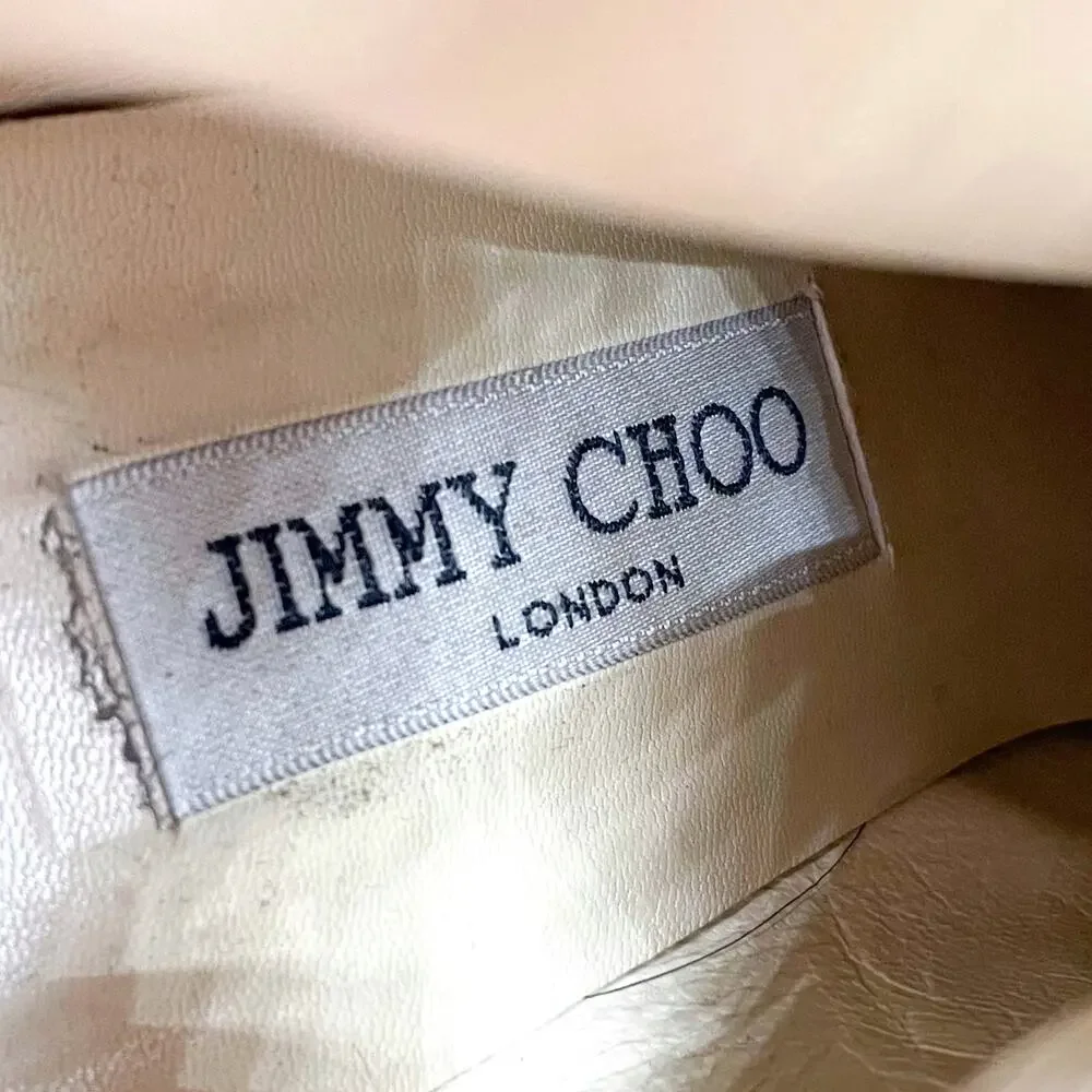 Jimmy Choo Ankle Booties Black‎ Leather Stiletto Heels Boots Sz 37.5 / 7.5